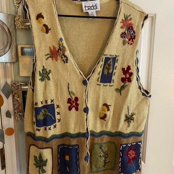 Teddi Beige and Blue Knit Vest - Picture 1 of 5